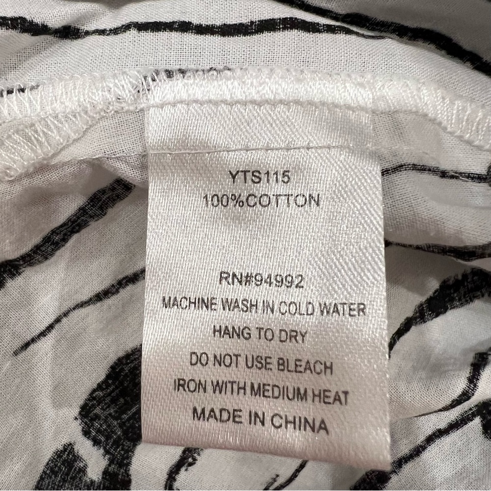 Patrizia Luca Cotton Gathered Front Hi-Lo Top White & Black Women’s Sz M/L NWOT - Picture 6 of 10